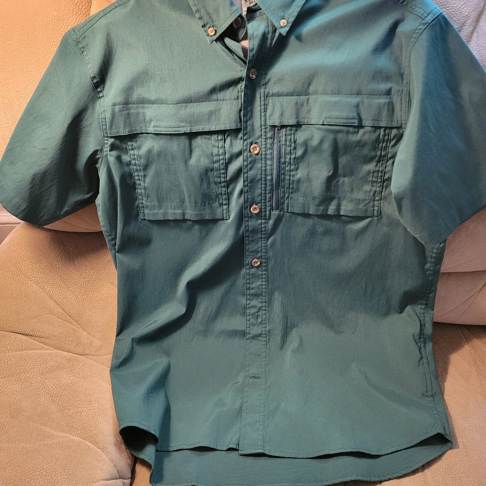 RED HEAD BRAND CO. MEN'S SHORT SLEEVE BUTTON DOWN SHIRT SIZE L GREEN